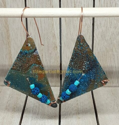 (SOLD)Copper Earrings - Lava Beads Please 1