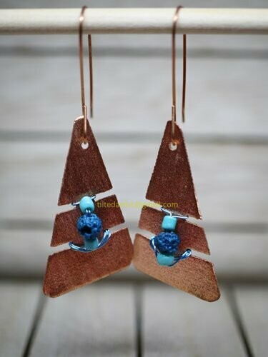 (SOLD)Copper Earrings - Lava Beads Please 2