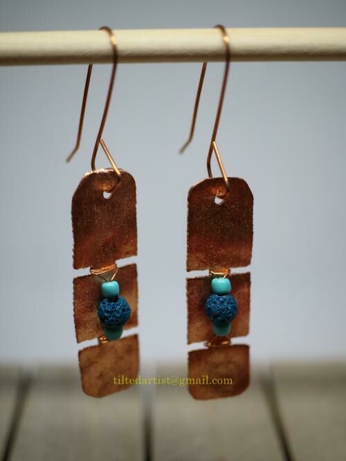Copper Earrings - Lava Beads Please 5