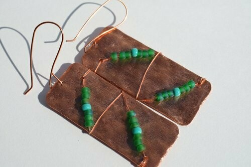 (SOLD)Copper Earrings - Emerald Life on Copper