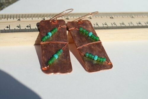 (SOLD)Copper Earrings - Emerald Life on Copper