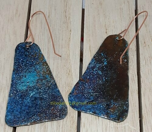 Copper Earrings - Flip Side Blue