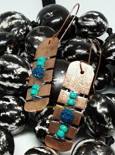 (SOLD)Copper Earrings - Lava Beads Please 4
