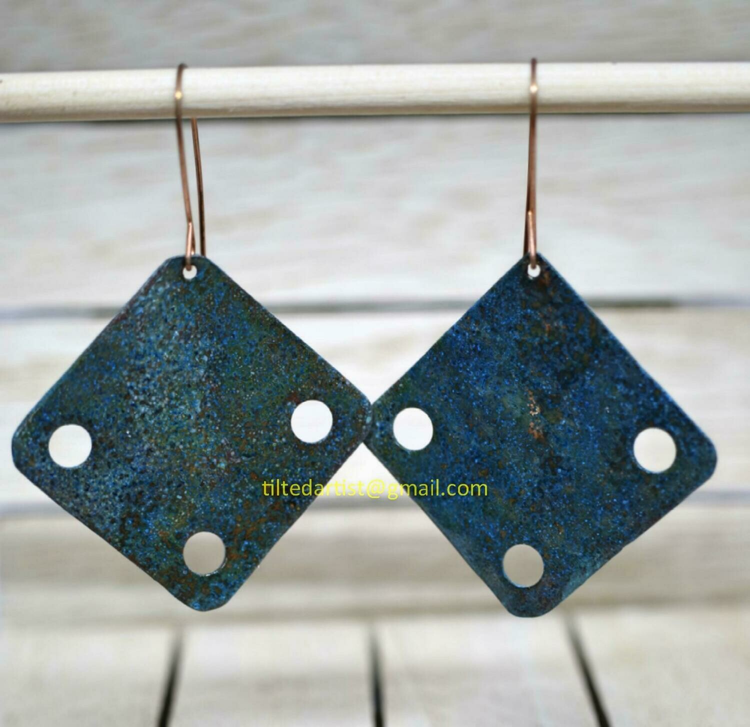 Copper Earrings - Odd Blue