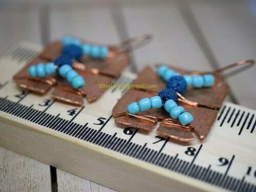 (SOLD)Copper Earrings - Lava Beads Please 3