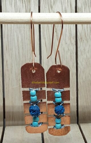 (SOLD)Copper Earrings - Lava Beads Please 4