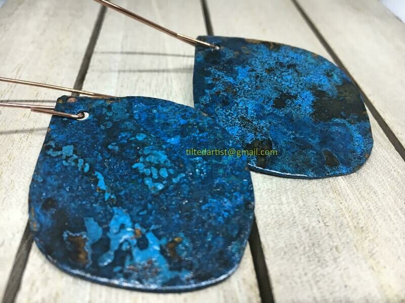 Copper Earrings - Natural Blue
