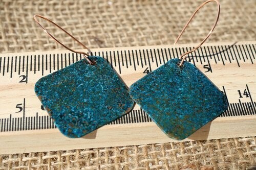 (SOLD)Copper Earrings - Square up Small