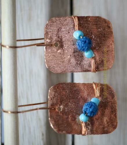 (SOLD)Copper Earrings - Lava Beads Please 6