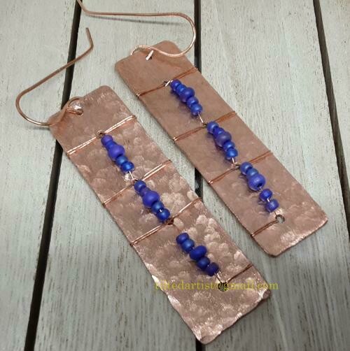 Copper Earrings - Purple Dreams