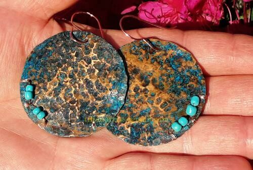 Copper Earrings - Roundabout Blue