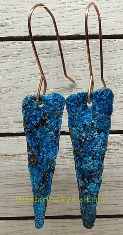 (SOLD)Copper Earrings - Small Blue 5