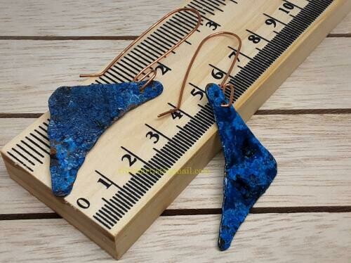 (SOLD)Copper Earrings - Small Blue 2