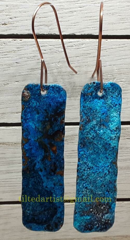 (SOLD)Copper Earrings - Small Blue 3
