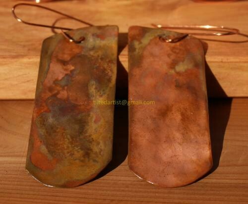 Copper Earrings - Amber Beer