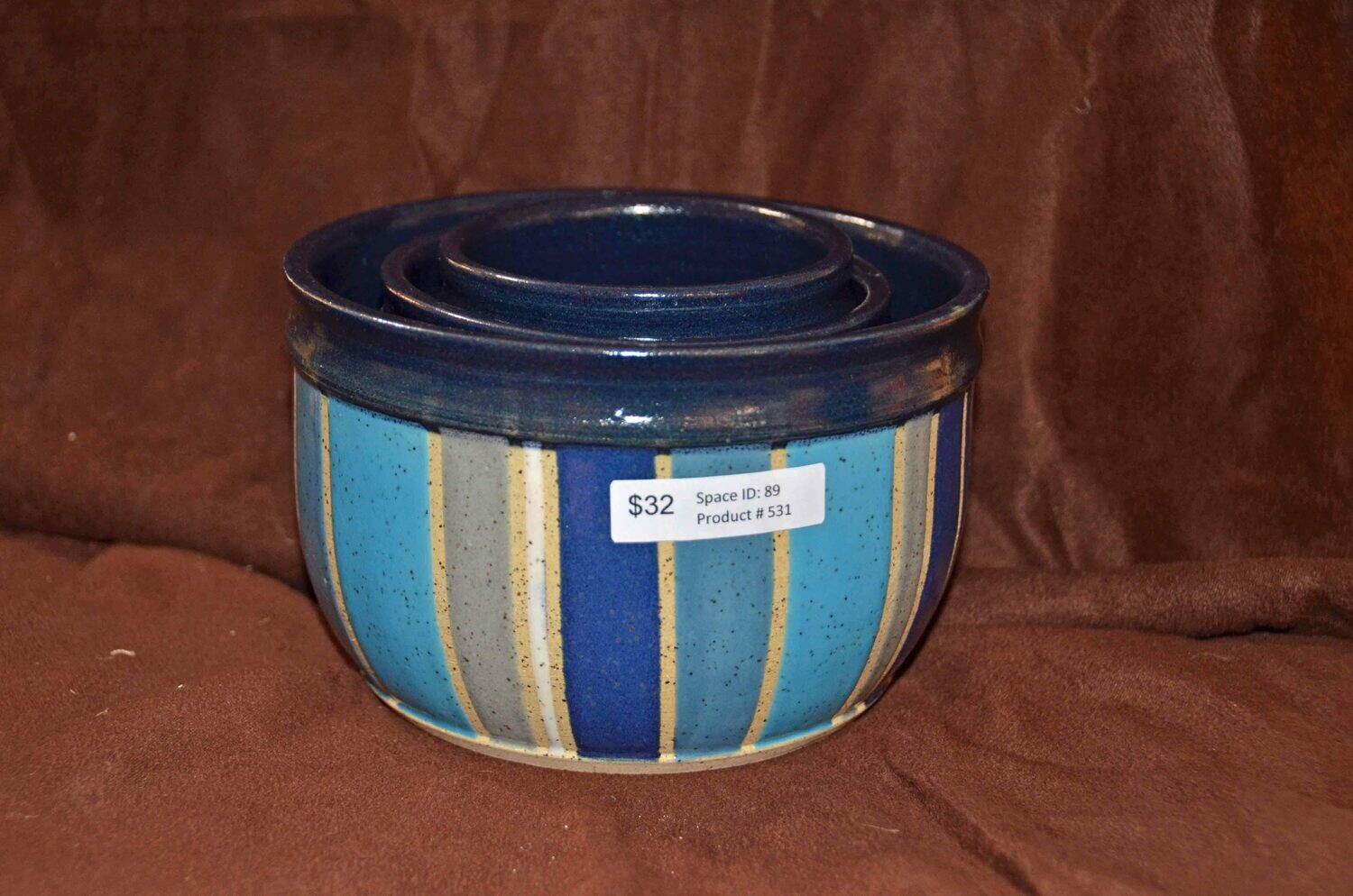 Midnight Blue Striped Bowl