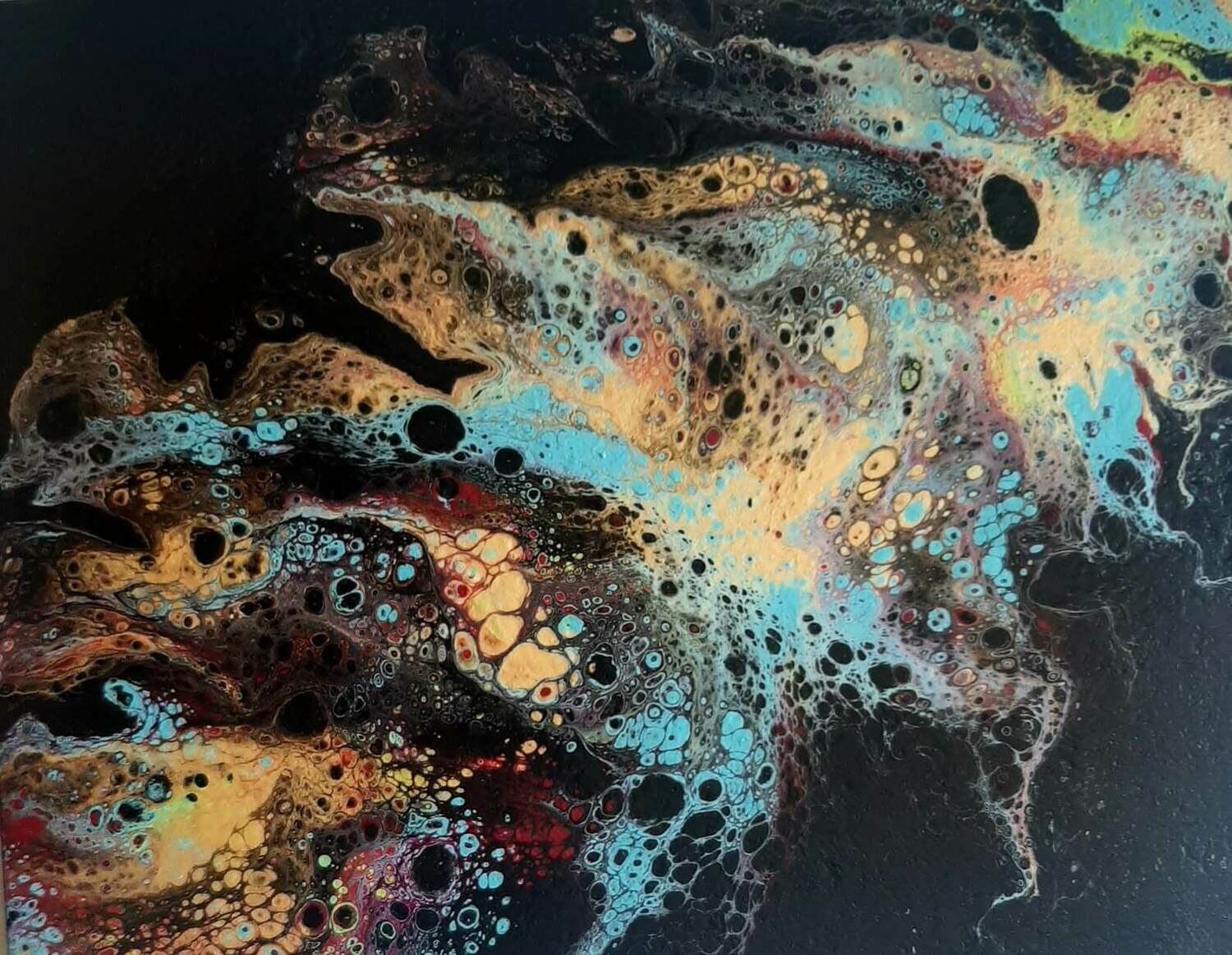 Blue Lightning Acrylic Pour