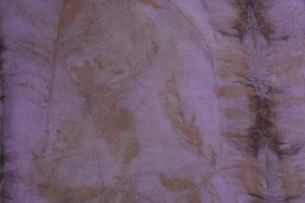(SOLD)Naturally printed Habotai scarf
