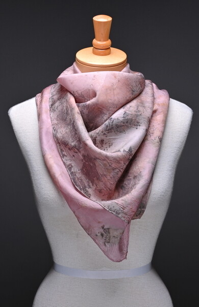 Habotai scarf natural print and natural dye