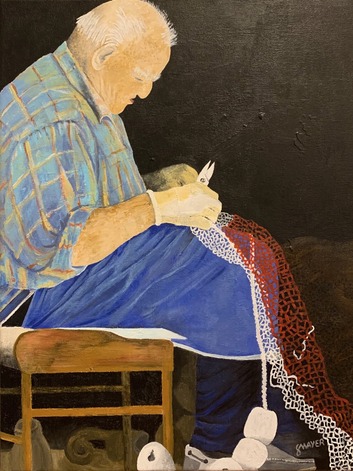 (SOLD)Mending the Fishing Net