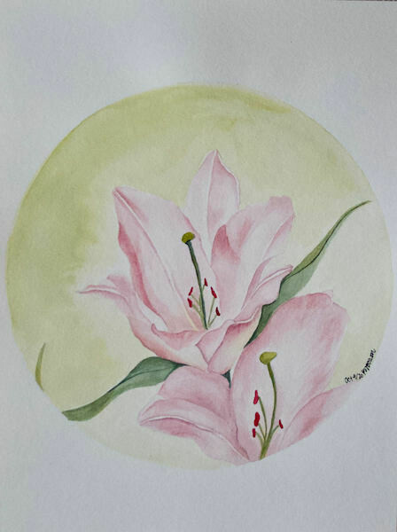 Original Lilies Watercolour Painting