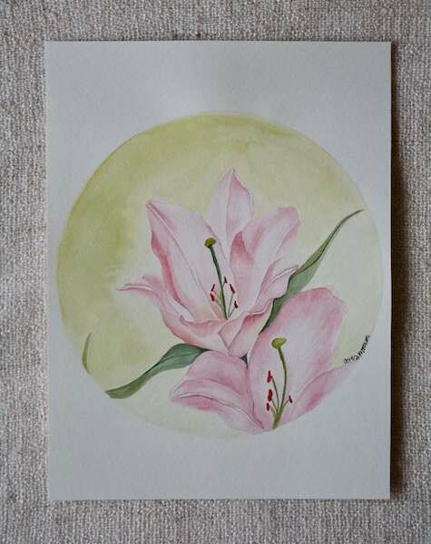 Original Lilies Watercolour Painting