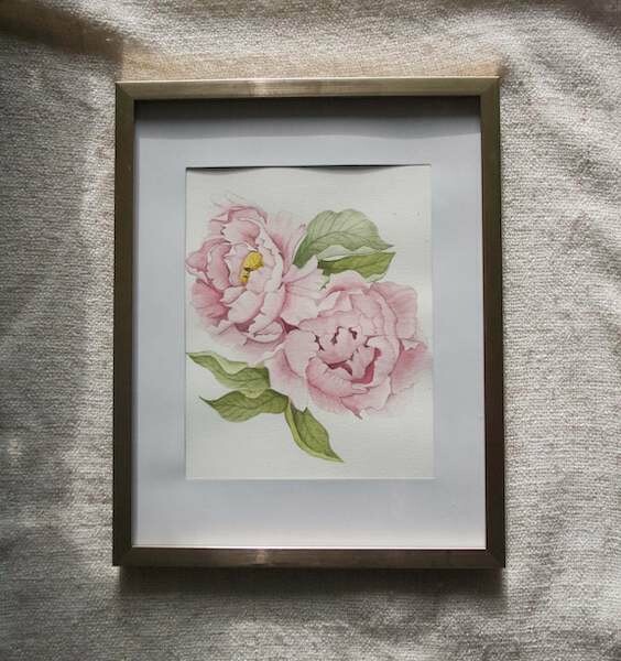 (SOLD)Original Blooming Peonies Watercolour Painting