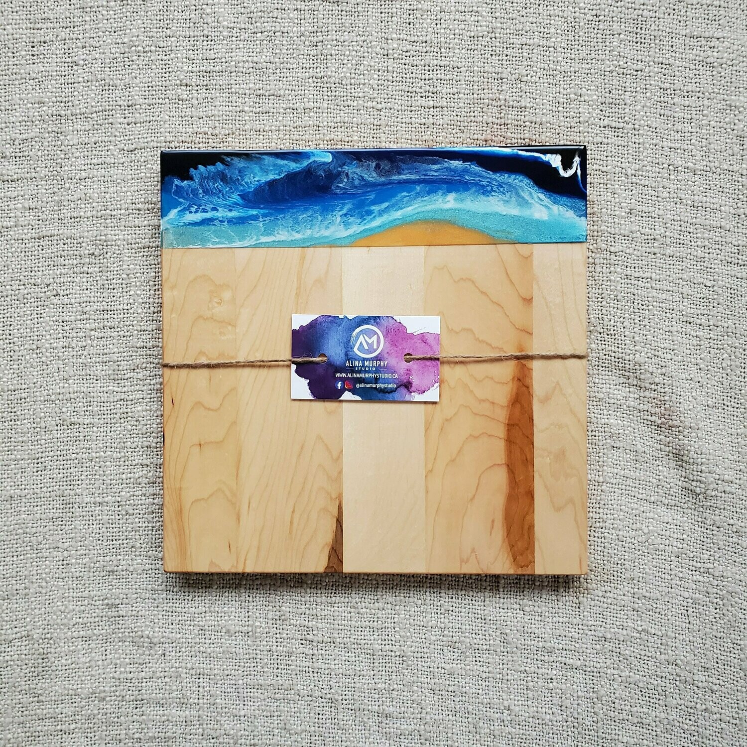Moody Ocean  Resin Maple Cheese Board Square