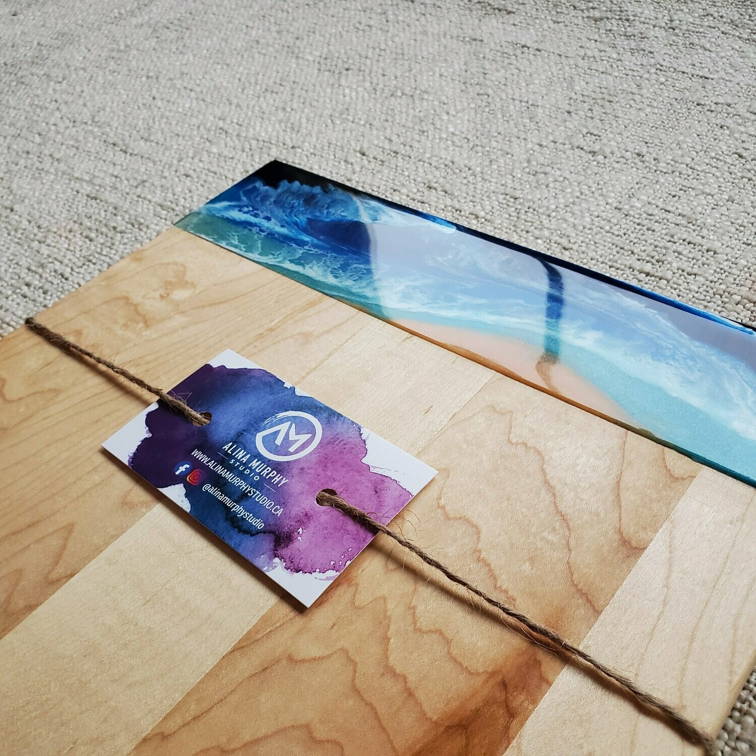 Moody Ocean  Resin Maple Cheese Board Square