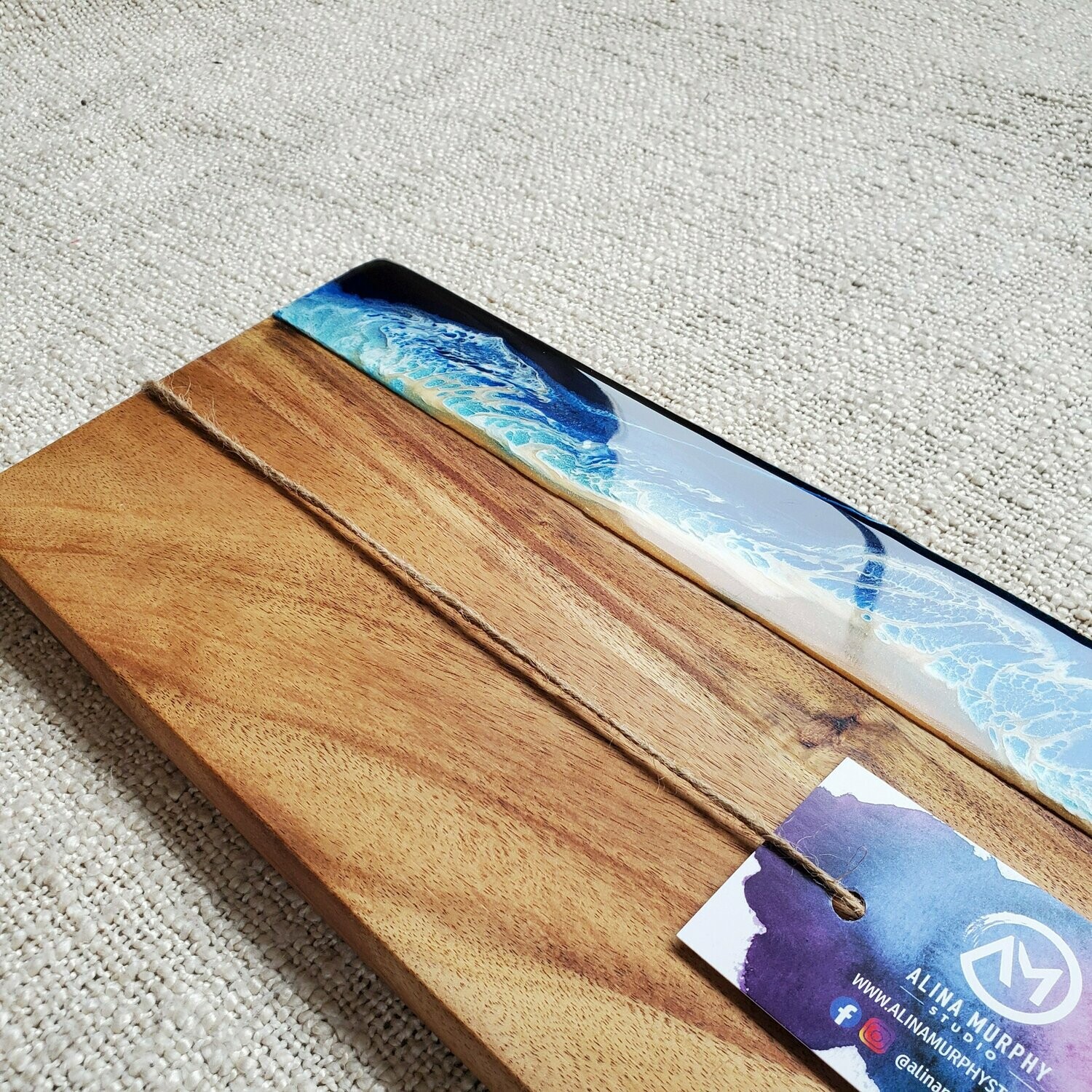 Moody Ocean Resin Acacia Cheese Board Long