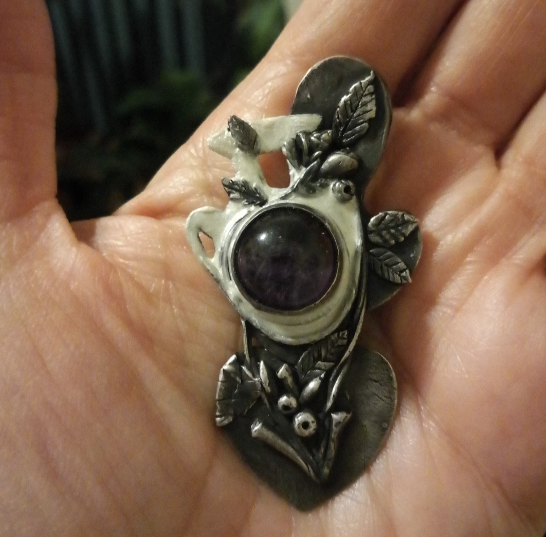 ‘Goddess Water Bearer’ silver pendant. Hand sculpted.