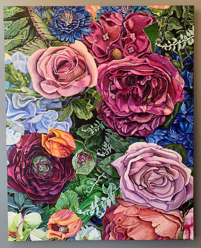 Flowers with palette knife