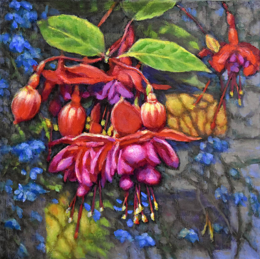Fuchsia with Blue Bells