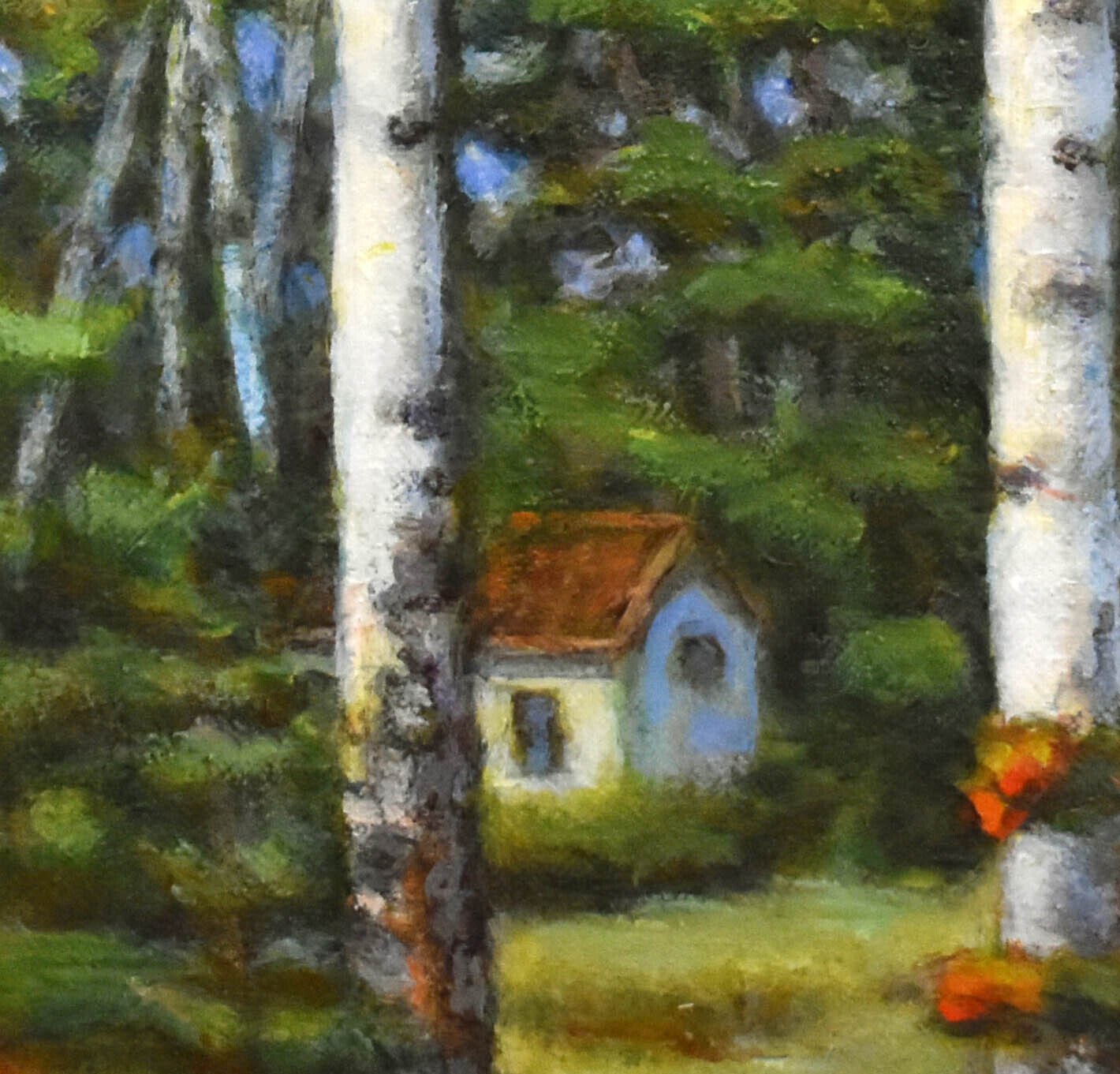 Birch Trees with Cottage