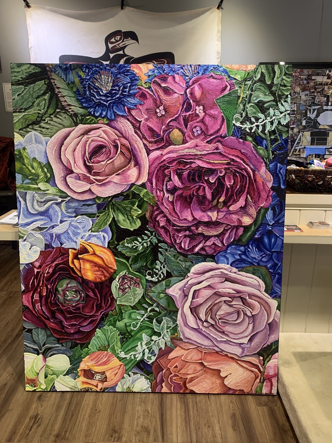 Flowers with Palette Knife (OVERSIZED: Contact Seller for Shipping)