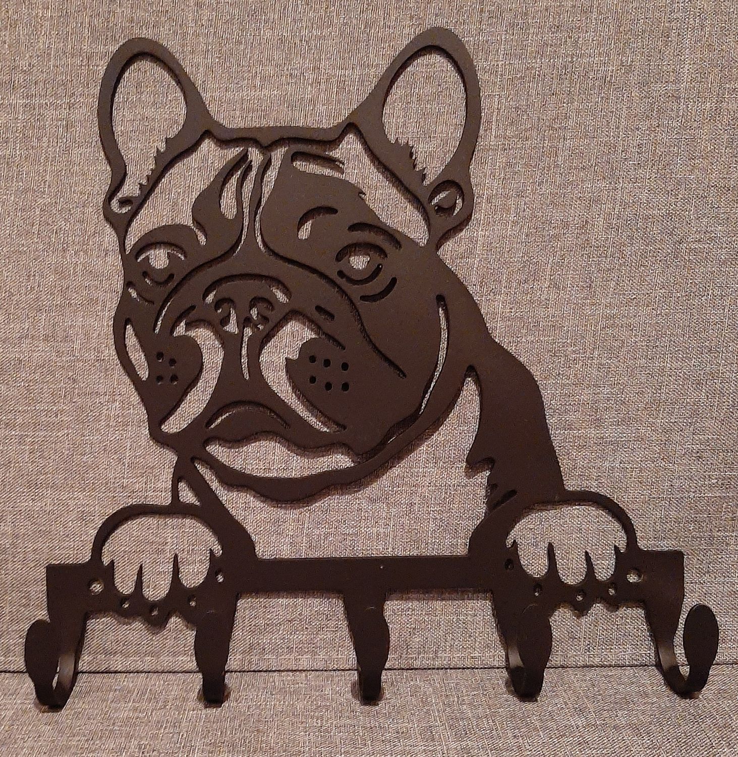 French Bulldog key and leash holder