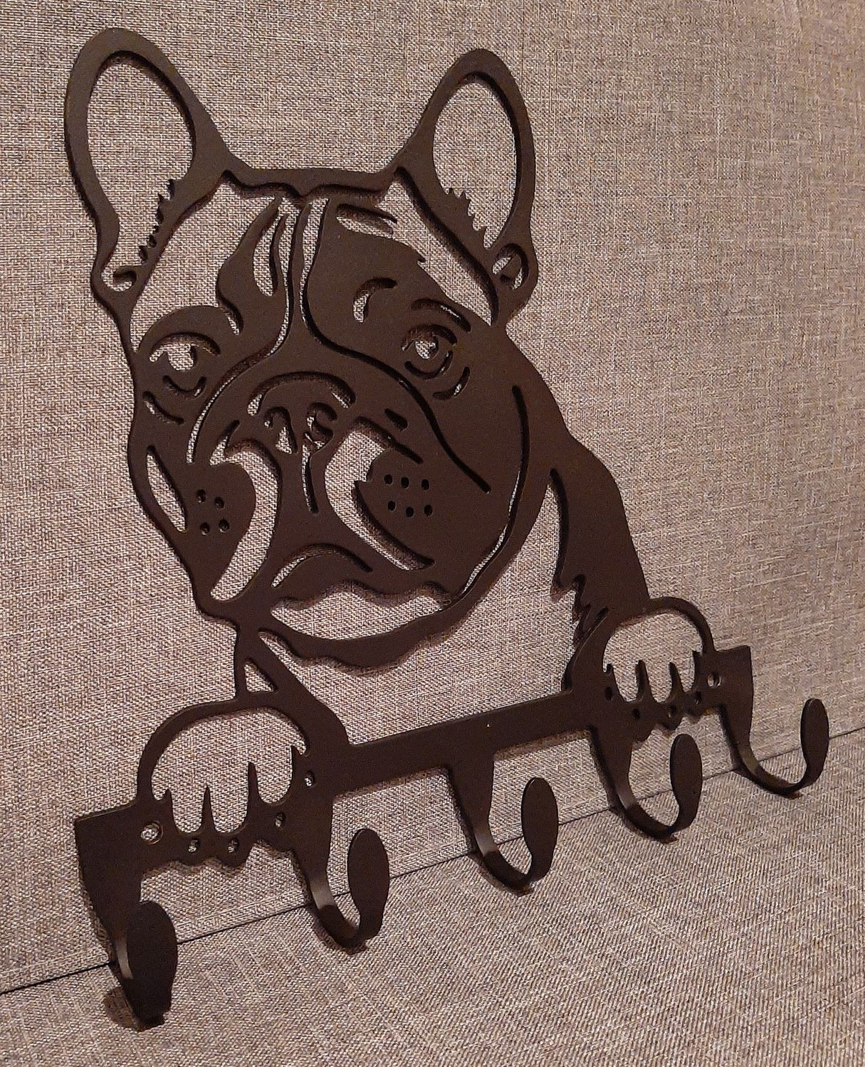 French Bulldog key and leash holder