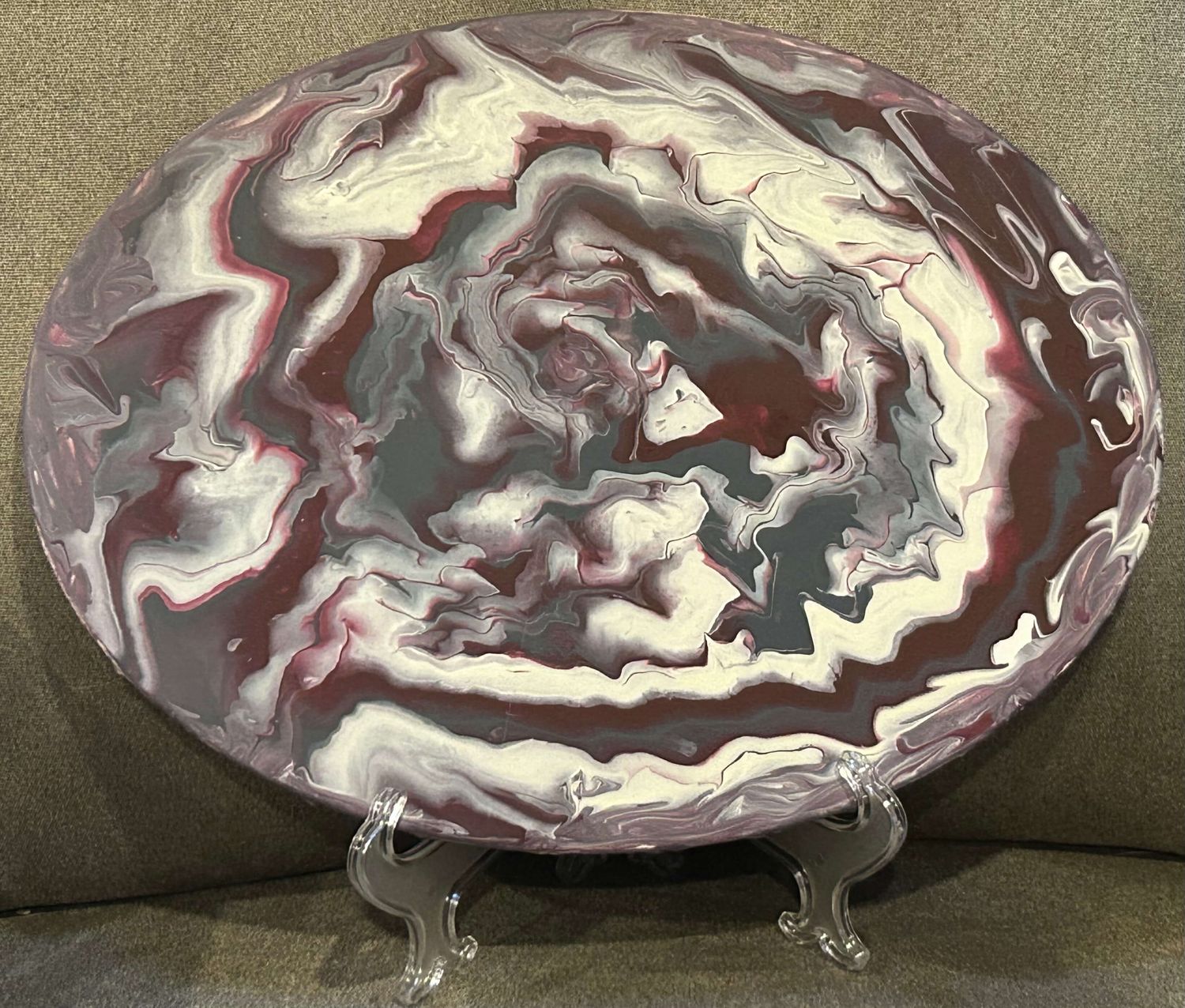 Burgundy Flow/Acrylic paint on canvas