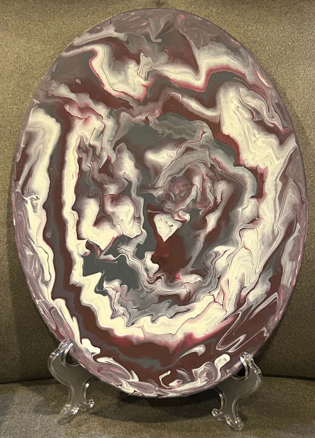 Burgundy Flow/Acrylic paint on canvas