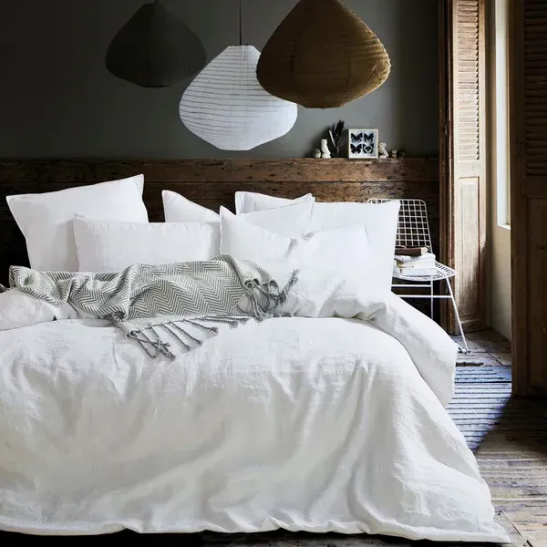 White Linen Duvet Cover Set, King