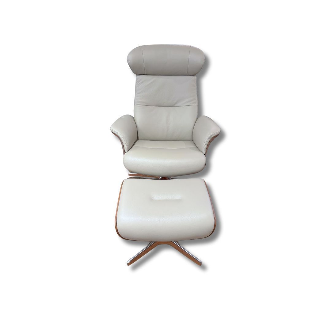 Recliner With Ottoman, Leather