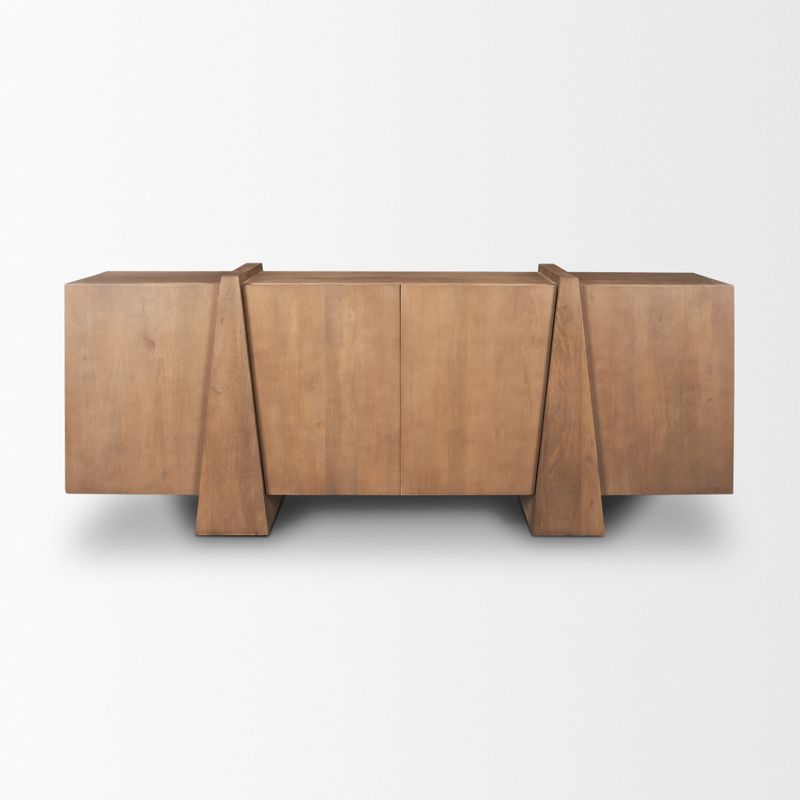 Eula Medium Brown Wood 4-Door Sideboard