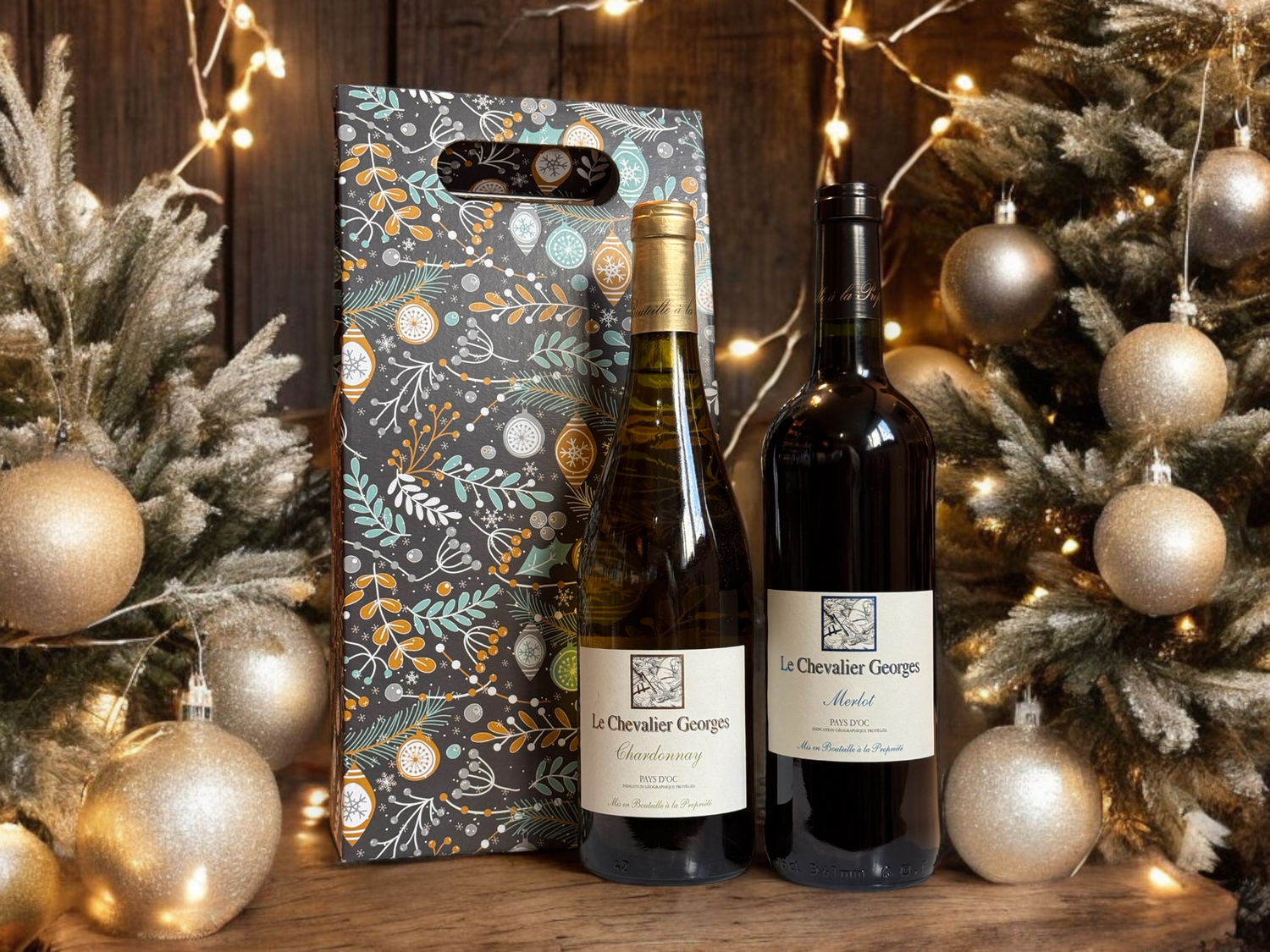 Chevalier Georges Merlot & Chardonnay, France (VG) - 2 Bottle Gift Chevalier Georges Merlot & Chardonnay, France (VG) - 2 Bottle Gift