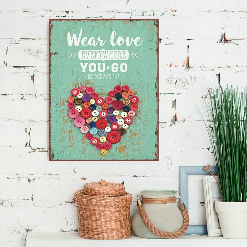 Metallschild Metallschild "Wear love" (Knöpfe)