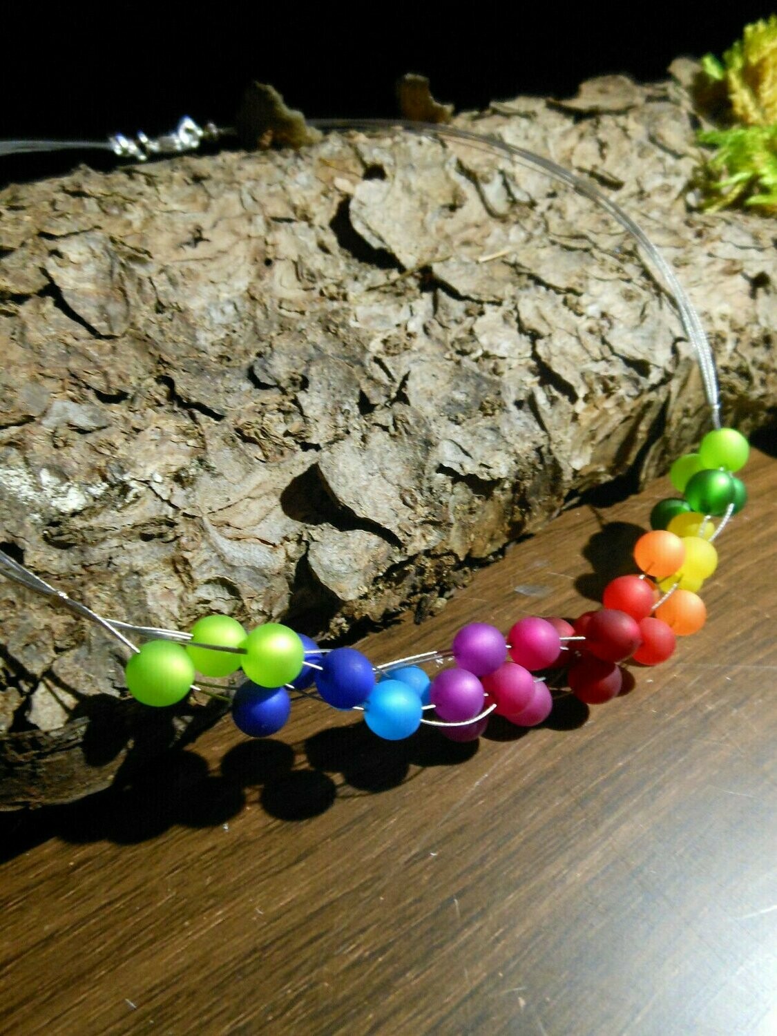 Halskette 6-reihig - Regenbogen Polariskette bunt