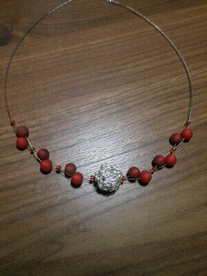 Halskette Perlenkette rot - Wickel bordeaux - Collier