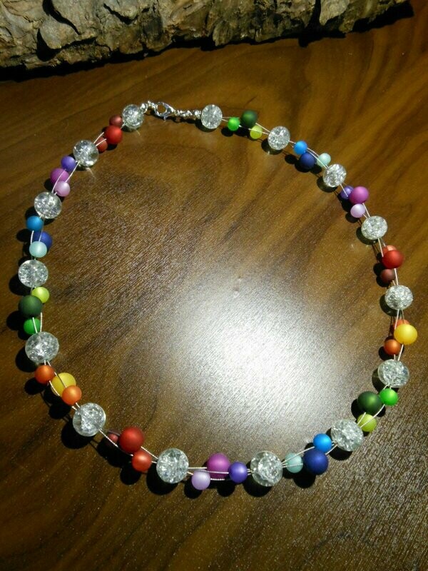 Halskette Polariskette Regenbogen Glas - Collier Halskette Polariskette Regenbogen Glas - Collier