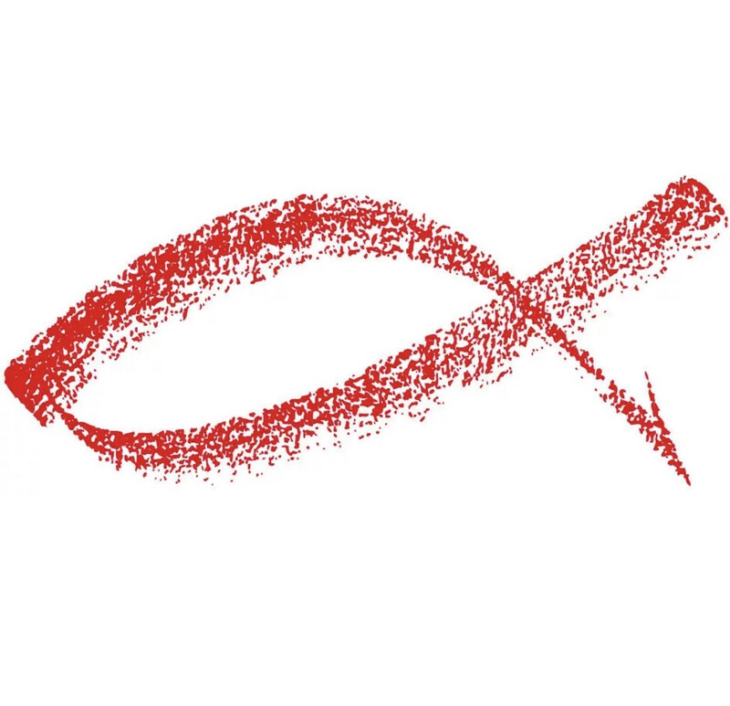 Autoaufkleber rot, Kreide-Fisch ICHTHYS Autoaufkleber rot, Kreide-Fisch ICHTHYS