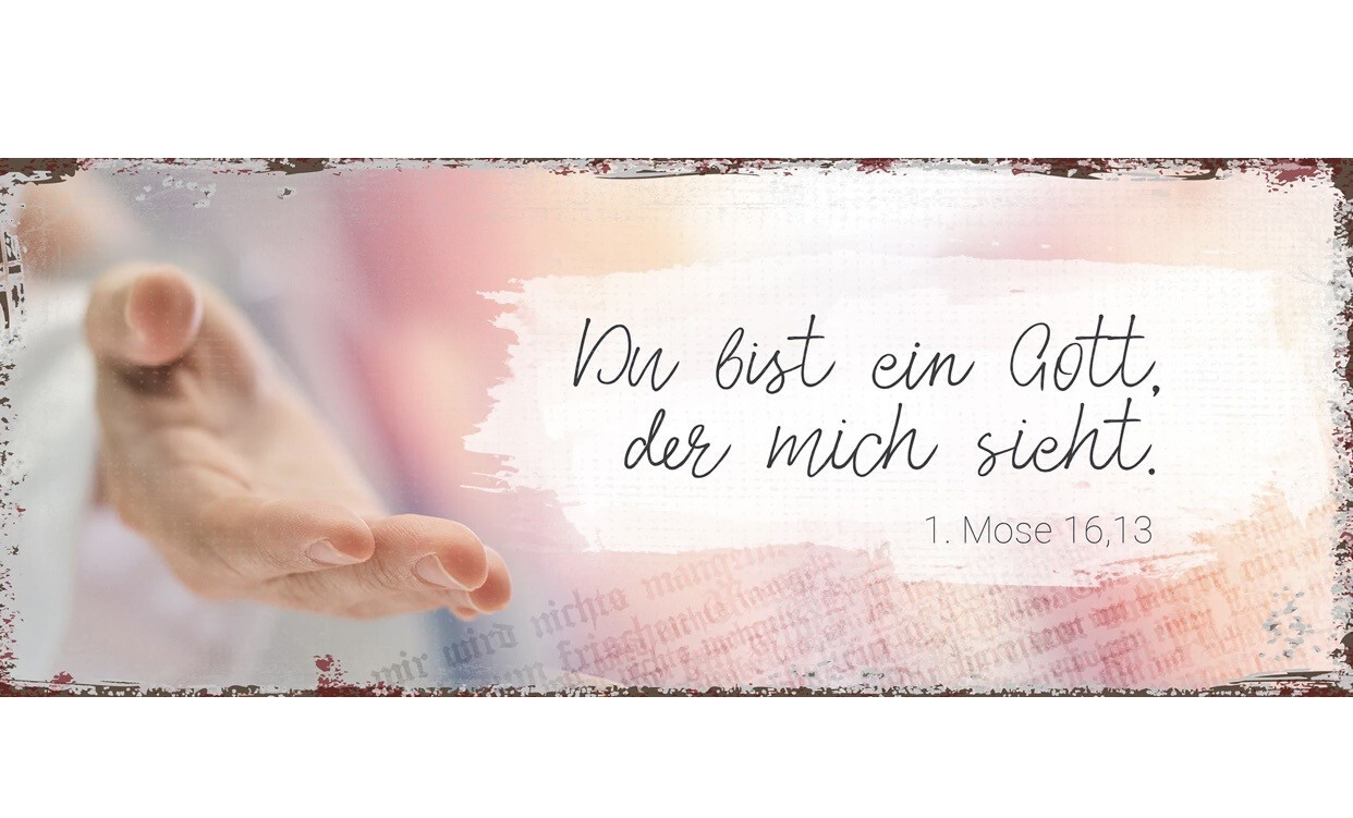 Metallschild Ein Gott, der mich sieht - Jahreslosung 2023
