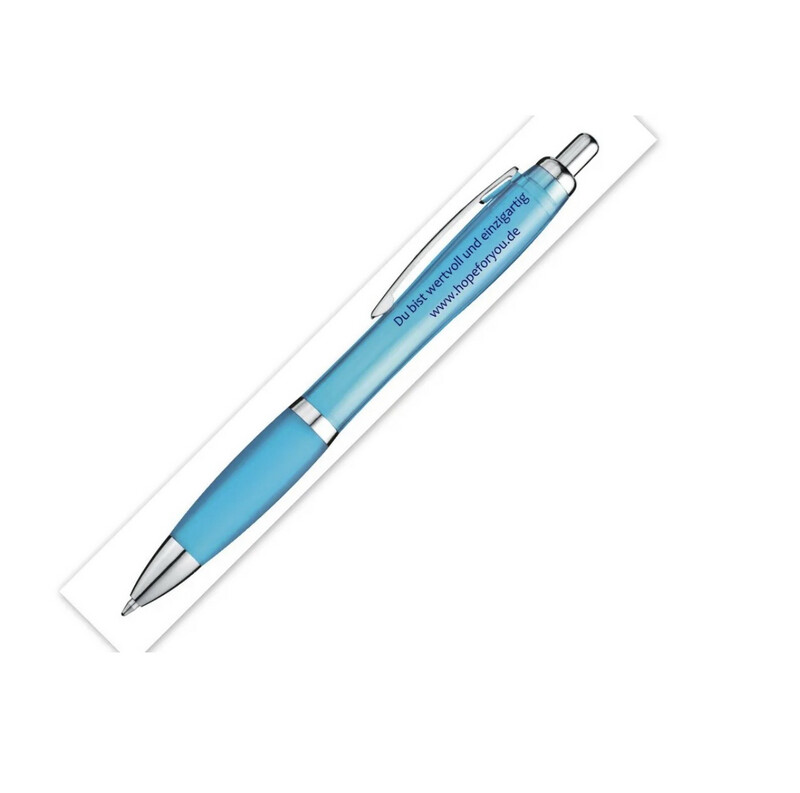Kugelschreiber mit Aufschrift Kugelschreiber mit Aufschrift "Du bist wertvoll und einzigartig" blau